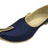 Men's Punjabi Jutti Blue Bridal Traditional Wedding Shoes Flat Mojari Khussa Handmade Ethnic Indian Juti