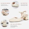 Women's Slingback Chunky Low Heels Closed Square Toe Heel Wedding Party Dress Pumps Shoes