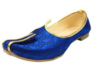 Blue Mojari for Indian Mens Tradition Ethnic Jutti and Sherwani Shoes for Wedding