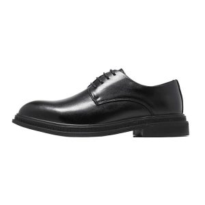 Dress Oxford Shoes for Men's Lace-up Prom Wedding Tuxedo Non Slip Low Top Block Heel Shoe Faux Leather Classic Cap Toe Design