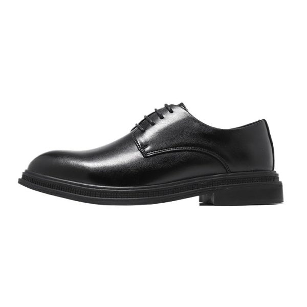 Dress Oxford Shoes for Men's Lace-up Prom Wedding Tuxedo Non Slip Low Top Block Heel Shoe Faux Leather Classic Cap Toe Design