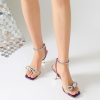 Women's Closed Toe Rhinstone Wedding Low Heel Slingback Clear Kitten Heels,Adjustable Strap Pointed Toe Bow Pumps High Heeled
