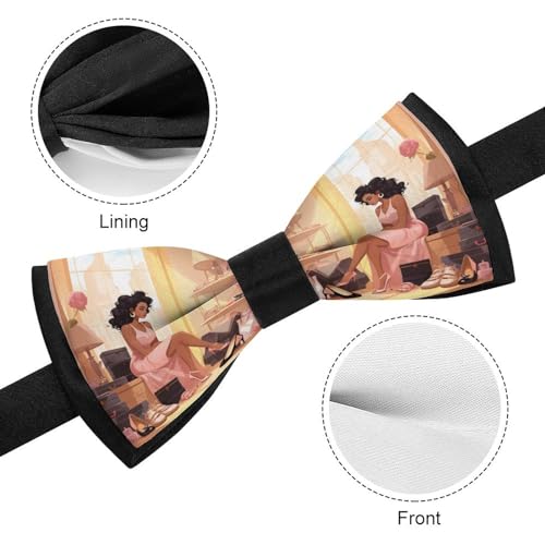Woman with High Heel Shoes Luxury Bow Ties for Men Adjustable Bowtie Pre-Tied for Wedding Party
