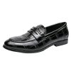 Men Oxford Dress Shoes Formal Slip On Business Leather Plain Toe Low Heel Non Slip Rubber Sole Comfortable Office Wedding Shoes