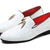 Mens Smoking Glitter Slipper, Luxury Penny Slip-On Classic Party Wedding Tuxedo Loafers Sparkle Dress Shoes