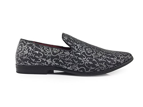 ARK1 Men's Vintage Satin Silky Floral Fashion Dress Loafer Slip On Tuxedo Formal Dress Shoes Designer