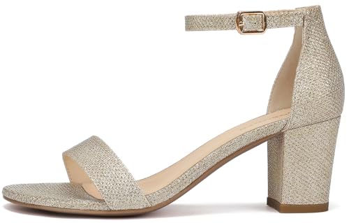 Women's Heeled Sandals Open Toe Ankle Strap 2.5-Inch Chunky Heels Dress Shoes Wide Feet Friendly