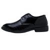 Dress Oxford Formal Shoes for Mens Lace-up Breathable Business Synthetic Leather Prom Wedding Slip Resistant Block Heel Rubber