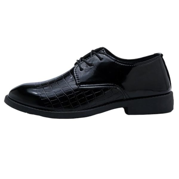 Dress Oxford Formal Shoes for Mens Lace-up Breathable Business Synthetic Leather Prom Wedding Slip Resistant Block Heel Rubber