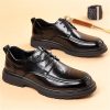 Retro Dress Oxford Men's Lace-Up Comfortable Fashion Round Toe Chunky Heel Business Casual Modern Work Wedding Shoes
