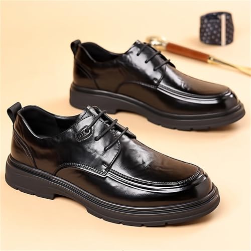 Retro Dress Oxford Men's Lace-Up Comfortable Fashion Round Toe Chunky Heel Business Casual Modern Work Wedding Shoes
