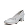 Women's Pumps Low Chunky Block Heel Dress Shoes Closed Round Toe Comfortable Heels