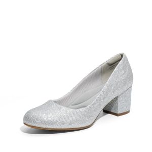 Women's Pumps Low Chunky Block Heel Dress Shoes Closed Round Toe Comfortable Heels