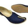 Men's Punjabi Jutti Blue Bridal Traditional Wedding Shoes Flat Mojari Khussa Handmade Ethnic Indian Juti