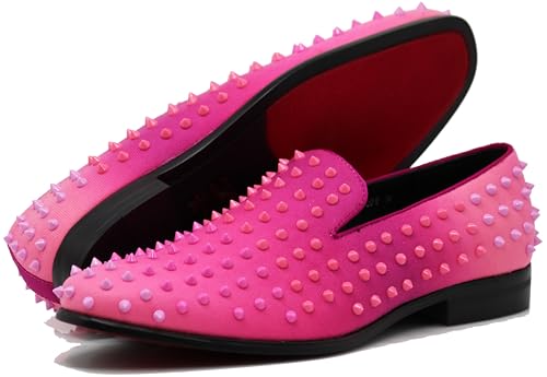 USOP Men's Fashion Spike Gradient Dress Loafers Slip On Shoes Classic Tuxedo Dress Shoes
