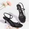 Womens Strappy Heeled Sandals Kitten Low Heel Open Toe Ankle Strap Party Wedding Dress Shoes