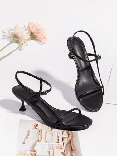 Womens Strappy Heeled Sandals Kitten Low Heel Open Toe Ankle Strap Party Wedding Dress Shoes