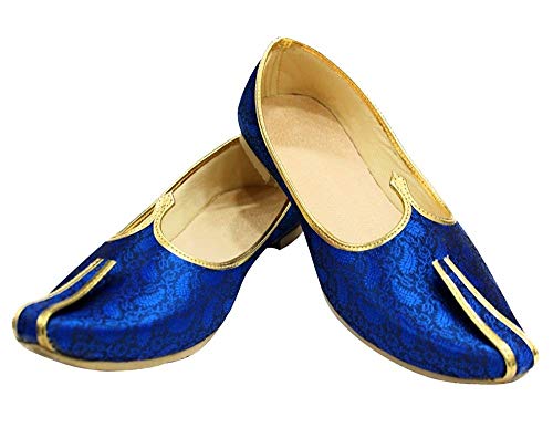 Blue Mojari for Indian Mens Tradition Ethnic Jutti and Sherwani Shoes for Wedding