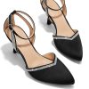 Women's Pumps Shoes Pointed Toe Kitten Low Heels Stiletto Ankle Strap Closed Toe Wedding Party Dress Sandals