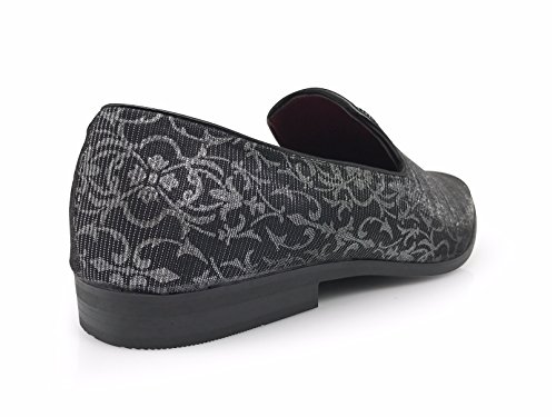 ARK1 Men's Vintage Satin Silky Floral Fashion Dress Loafer Slip On Tuxedo Formal Dress Shoes Designer