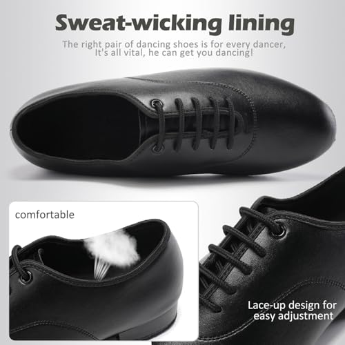 Men's Latin Dance Shoes Leather Lace-up Salsa Tango Ballroom Modern Professional Performance Practice Dance Shoes