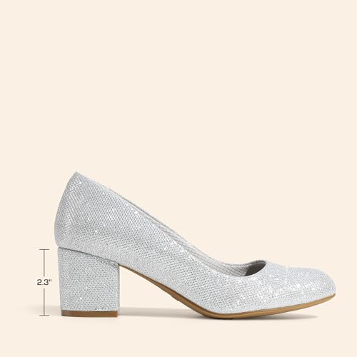 Women's Pumps Low Chunky Block Heel Dress Shoes Closed Round Toe Comfortable Heels