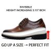 3.15 inch Invisible Height Increasing Men's Elevator Shoes, 8cm Hidden Lift Breathable All-Day Comfort, Full-Grain Oxford