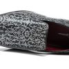 ARK1 Men's Vintage Satin Silky Floral Fashion Dress Loafer Slip On Tuxedo Formal Dress Shoes Designer