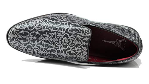 ARK1 Men's Vintage Satin Silky Floral Fashion Dress Loafer Slip On Tuxedo Formal Dress Shoes Designer