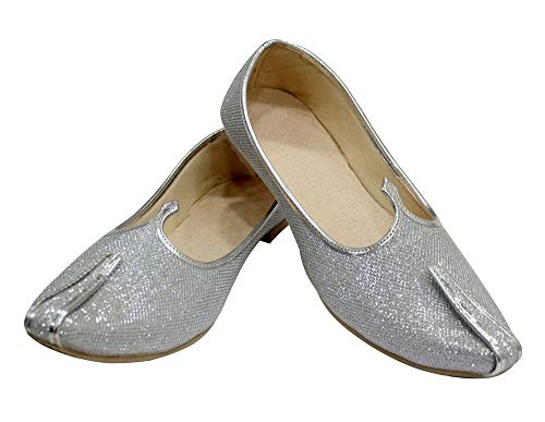 Silver Glitter Mens Wedding Shoes for Sherwani Indian Shoes Jutti Mojari for Mens