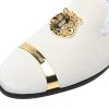 Men's Dress Loafers Velvet Gold Buckle Handmade Party Wedding Shoes