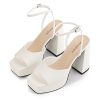 Platform Heels for Women Platform Sandals Womens Chunky Heel Open Toe Pumps Ankle Strap Womens Wedding Party Pumps Shoes