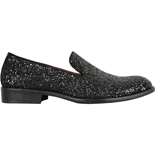 Men Dress Shoe Prom Slip on Loafer Tuxedo Shoe Classic Metallic Glitter for Wedding Prom Party Black Gold Silver