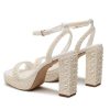 Womens Open Toe Pearl Platform Heels For Women Chunky Buckle Ankle Strap Wedding Heeled Sandals Dress Evening Bride Bridal Shoes