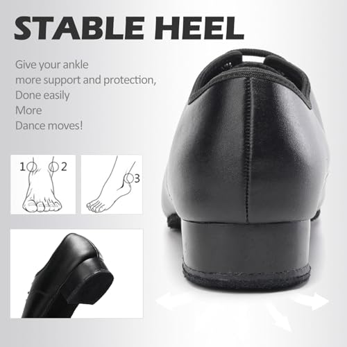 Men's Latin Dance Shoes Leather Lace-up Salsa Tango Ballroom Modern Professional Performance Practice Dance Shoes