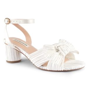 Women's Bow Knot Heeled Sandals Open Toe High Block Ankle Strap Chunky Heels Bride Wedding Shoes