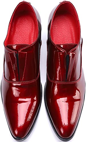 Mens Loafers Slip On Dress Casual Shoes Genuine Leather Pointed Toe Pump Formal Party Fashion Prom Wedding Tuxedo Party Ballroom