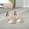Sandals for Women Peep Toe High Heels Cross Strappy Wedding Evening Dress Shoes Buckle Stain