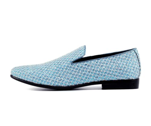 Sarlo Men's Dress Shoes, Black Glitter Loafer for Prom, Metallic Tuxedo Slip-on