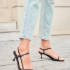 Womens Strappy Heeled Sandals Kitten Low Heel Open Toe Ankle Strap Party Wedding Dress Shoes