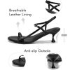 Womens Strappy Heeled Sandals Kitten Low Heel Open Toe Ankle Strap Party Wedding Dress Shoes