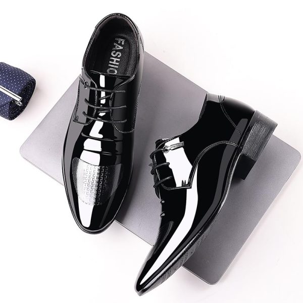 Men's Glitter Faux Patent Leather Tuxedo Derby Dress Shoes Modern Lace-up Formal Oxford