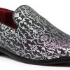 ARK1 Men's Vintage Satin Silky Floral Fashion Dress Loafer Slip On Tuxedo Formal Dress Shoes Designer