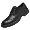 Dress Formal Shoes for Mens Lace-up Cap Toe Design Wedding Non Slip Low Top Block Heel Height Increasing Shoe Vegan Leather