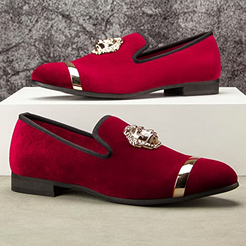 Men's Loafers Velvet Shoes Metal Eagle Buckle Wedding Party Smoking Slipper Dress Loafers Shoes for Men