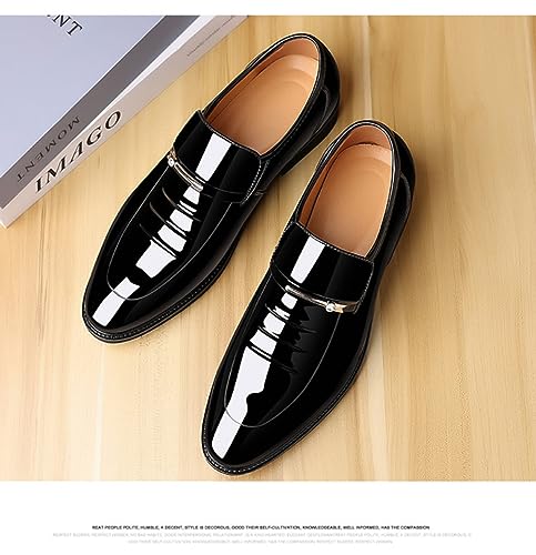 Men's Classic Business Dress Shoes, Oxford Work Formal Shoes, Patent Leather Slip-On Loafers Wedding Dress Shoes