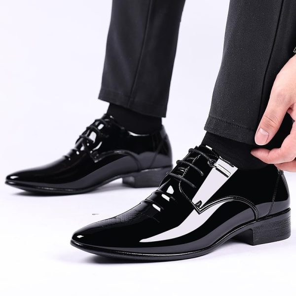 Men's Glitter Faux Patent Leather Tuxedo Derby Dress Shoes Modern Lace-up Formal Oxford