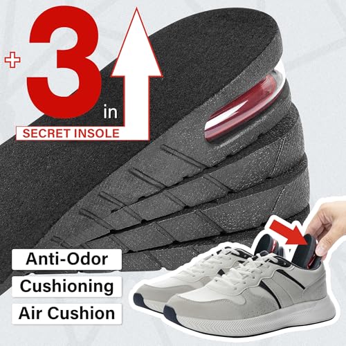 Height Increase Insoles 2-Layer Air up Shoe Lifts Elevator Shoes Insole -4.5 cm (1.8 inches) Heels Lift Inserts for Men and