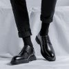 Dress Oxford Shoes for Men's Lace-up Prom Wedding Tuxedo Non Slip Low Top Block Heel Shoe Faux Leather Classic Cap Toe Design