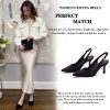 Women's Slingback Kitten Heels Closed Pointed Toe Wedding Party Dress Pumps Shoes